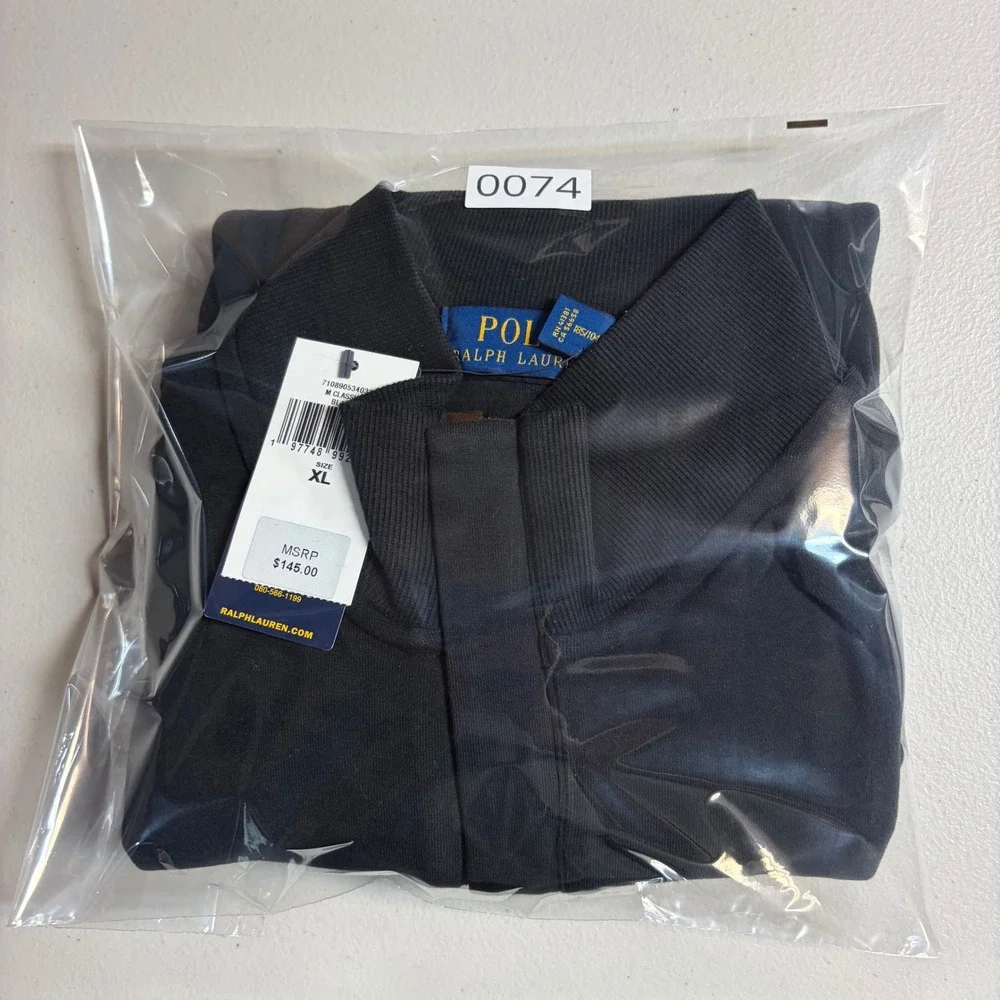 Polo Ralph Lauren Mens XL Quarter Zip Pullover Black Cotton Blend 710890534031